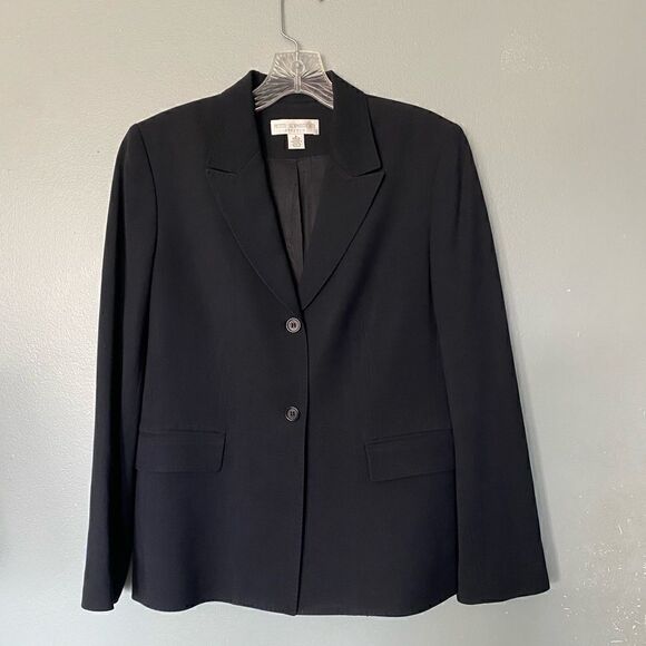 Petite Sophisticate stretch Blazer Wool Blend Black Lined 8 - Picture 1 of 8